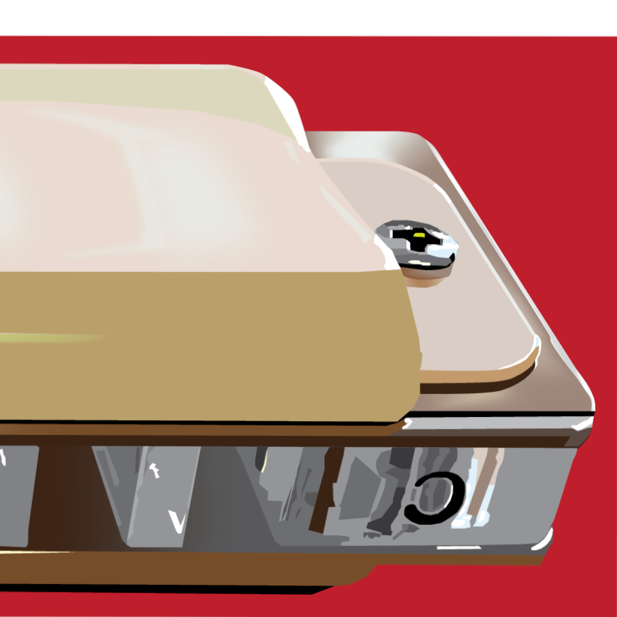 A portion of an illustration of a Harmonica.